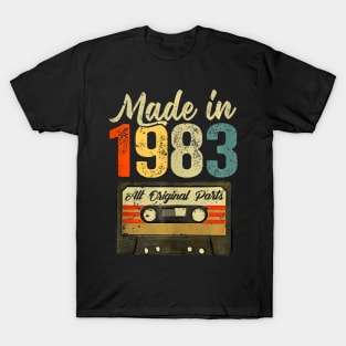 40Th Birthday Gift Vintage Made In 1983 Cassette 40 Year Old T-Shirt